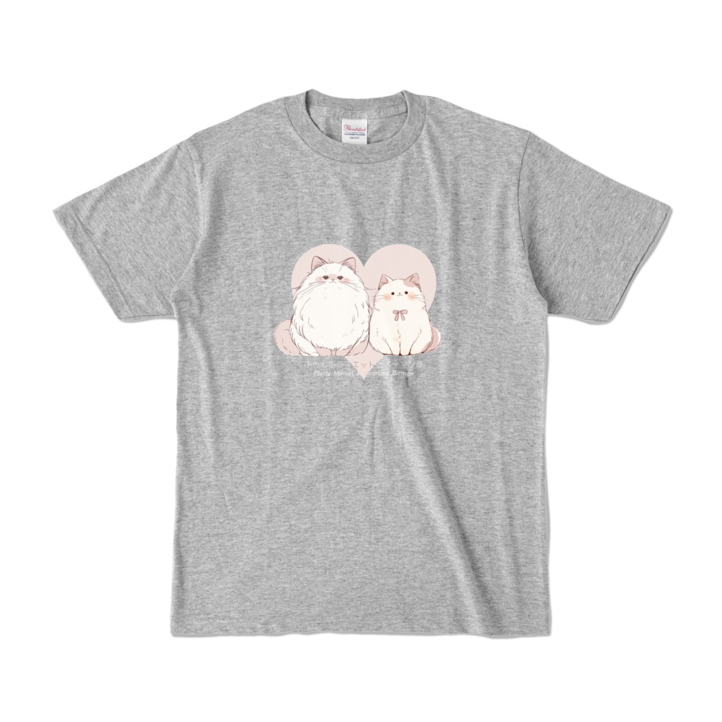 〖ふわもふミヌエットとバーマン爺〗カラーTシャツ　杢グレー