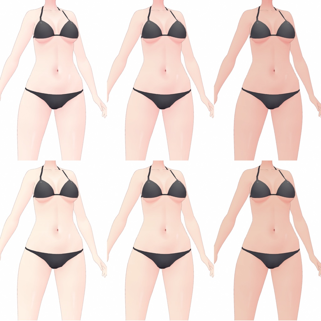 【Vroid正式版】イラストっぽい肌3点セット(6色)