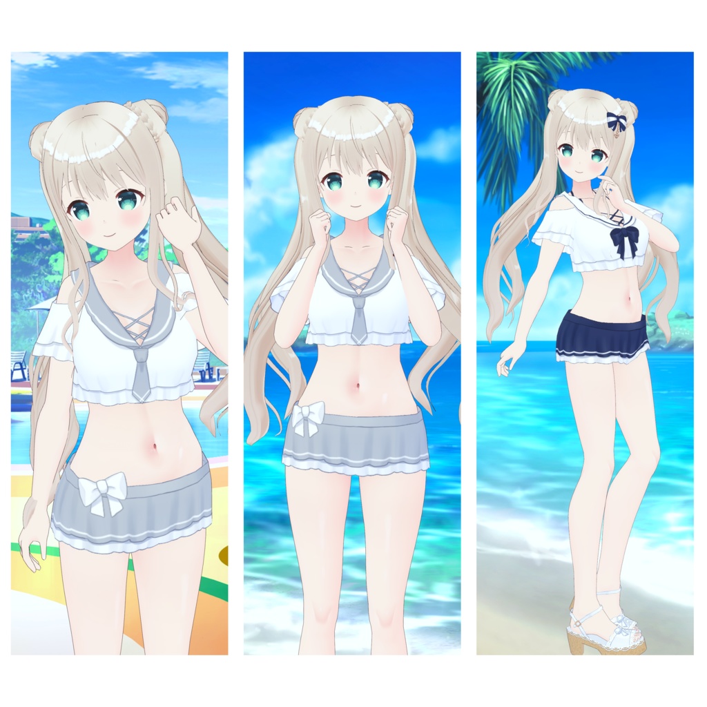 【Vroid正式版】組み合わせできるセーラー水着