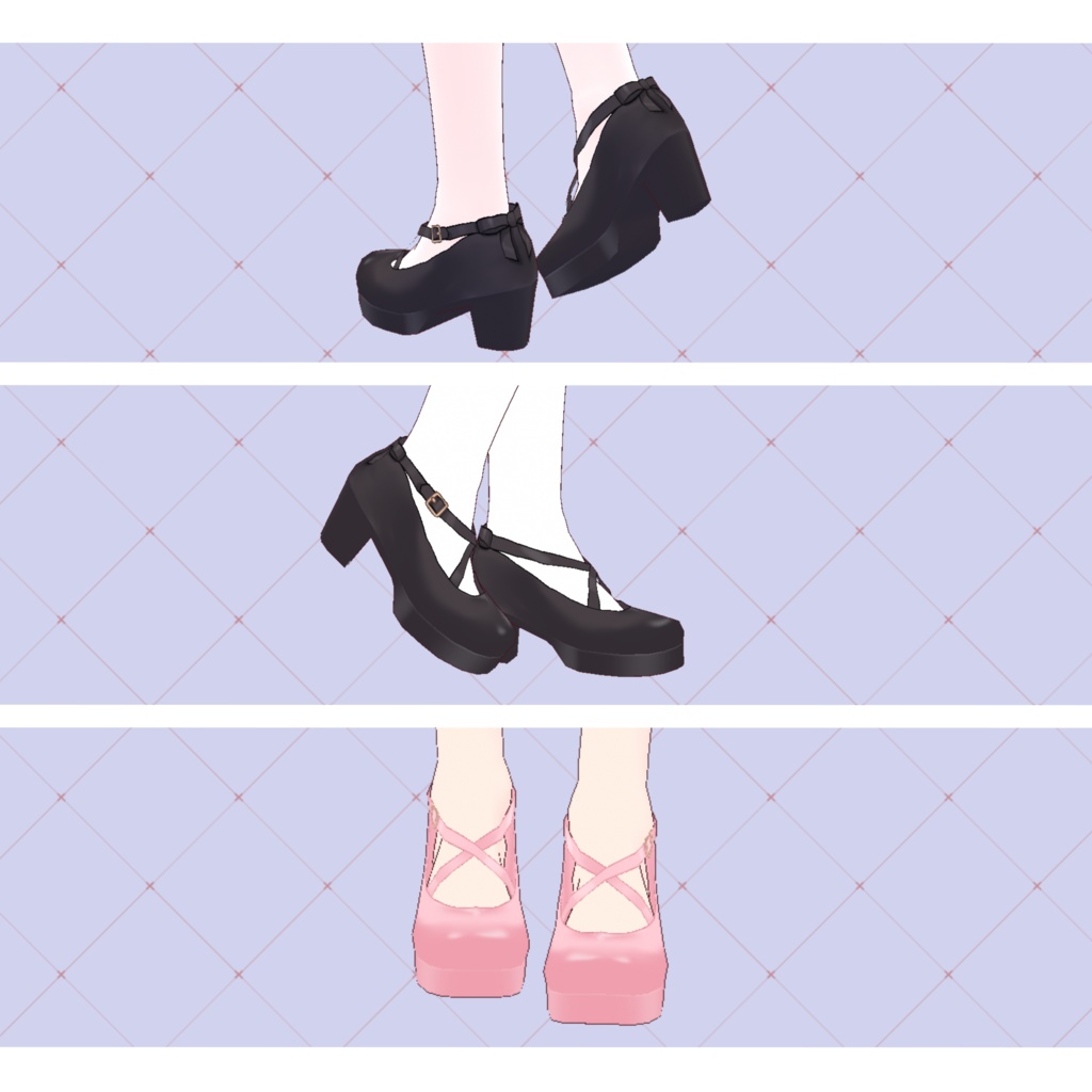 【Vroid正式版】クロスストラップパンプス
