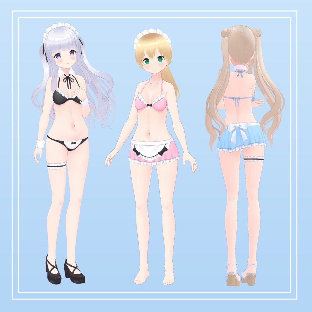 【Vroid正式版】メイド水着(3色)