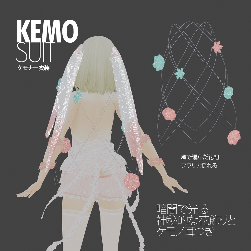 耳&アクセ付きのケモナー衣装セット / VRoid衣装