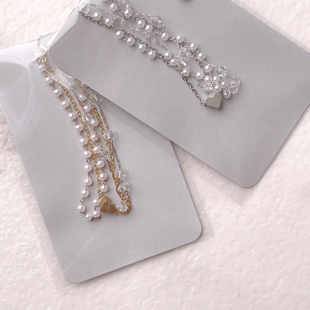 【20cm】three-strand pearl necklace（silver/gold）