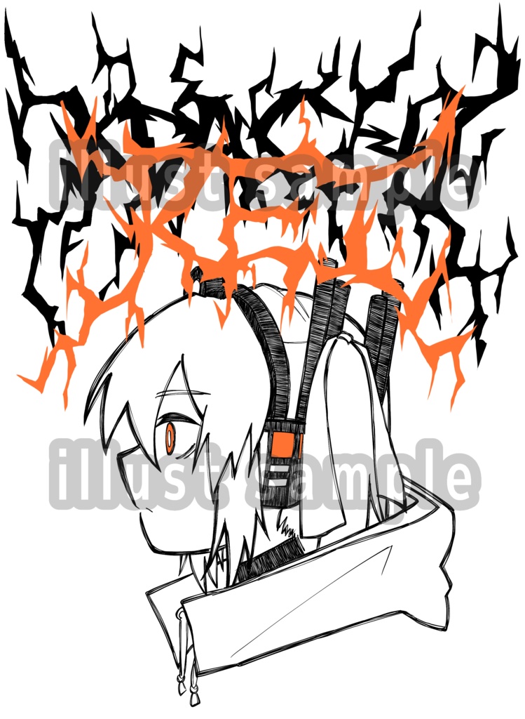 メタルロゴ風イラストTシャツ_足立レイ