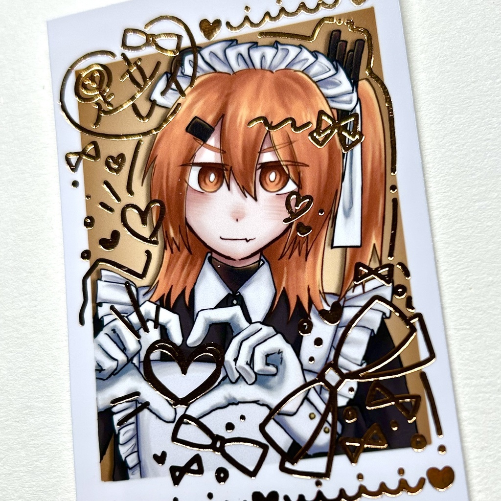 箔押しチェキ風カード_メイド服