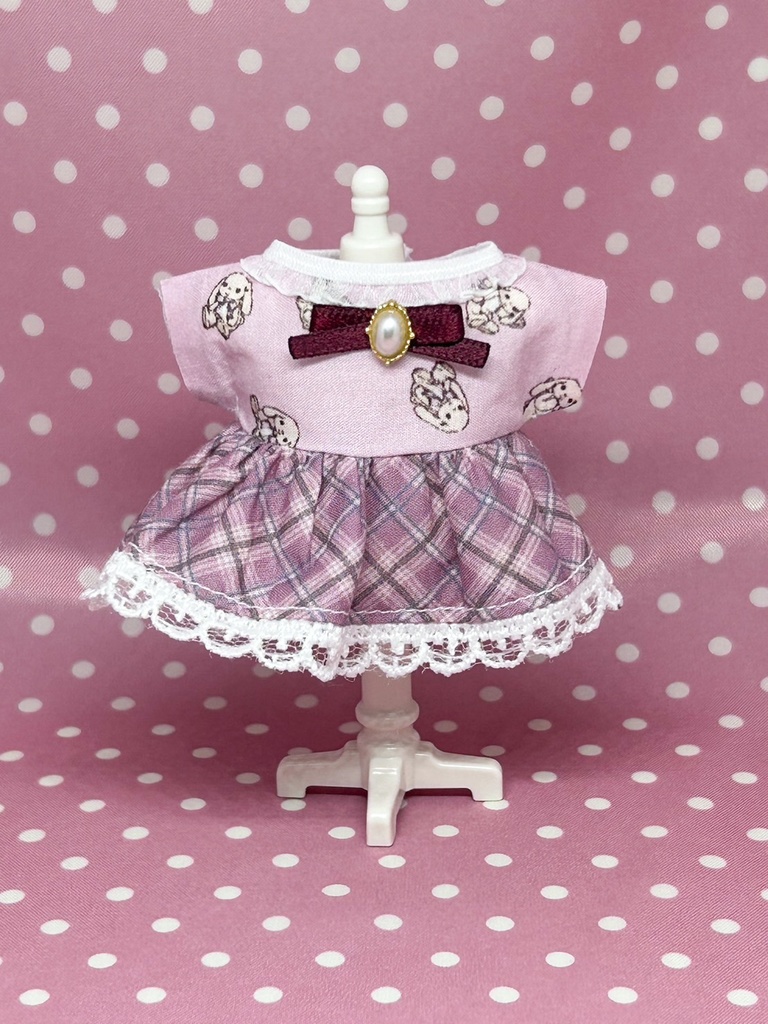 10cmぬい ぬい服 ワンピース チェック うさぎ