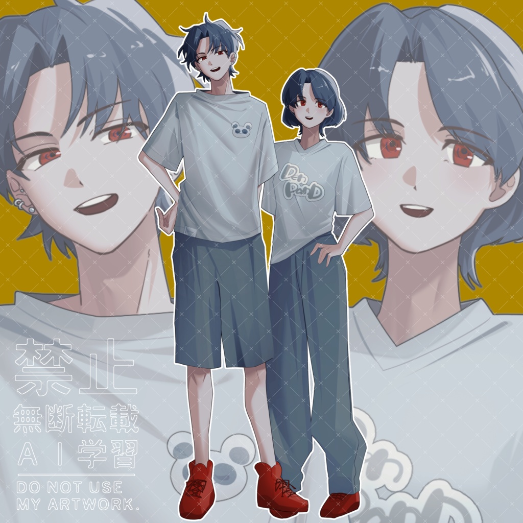 【TRPG立ち絵】ダサTな男女ペア｜単品購入可