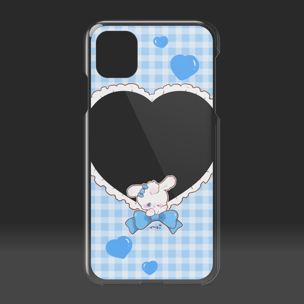 推し活うさぎちゃん青スマホケース