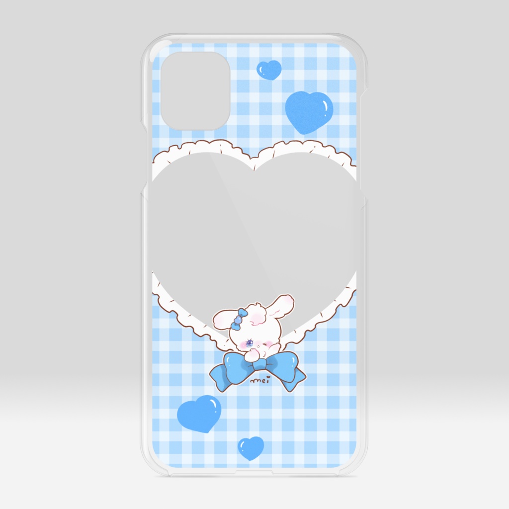 推し活うさぎちゃん青スマホケース