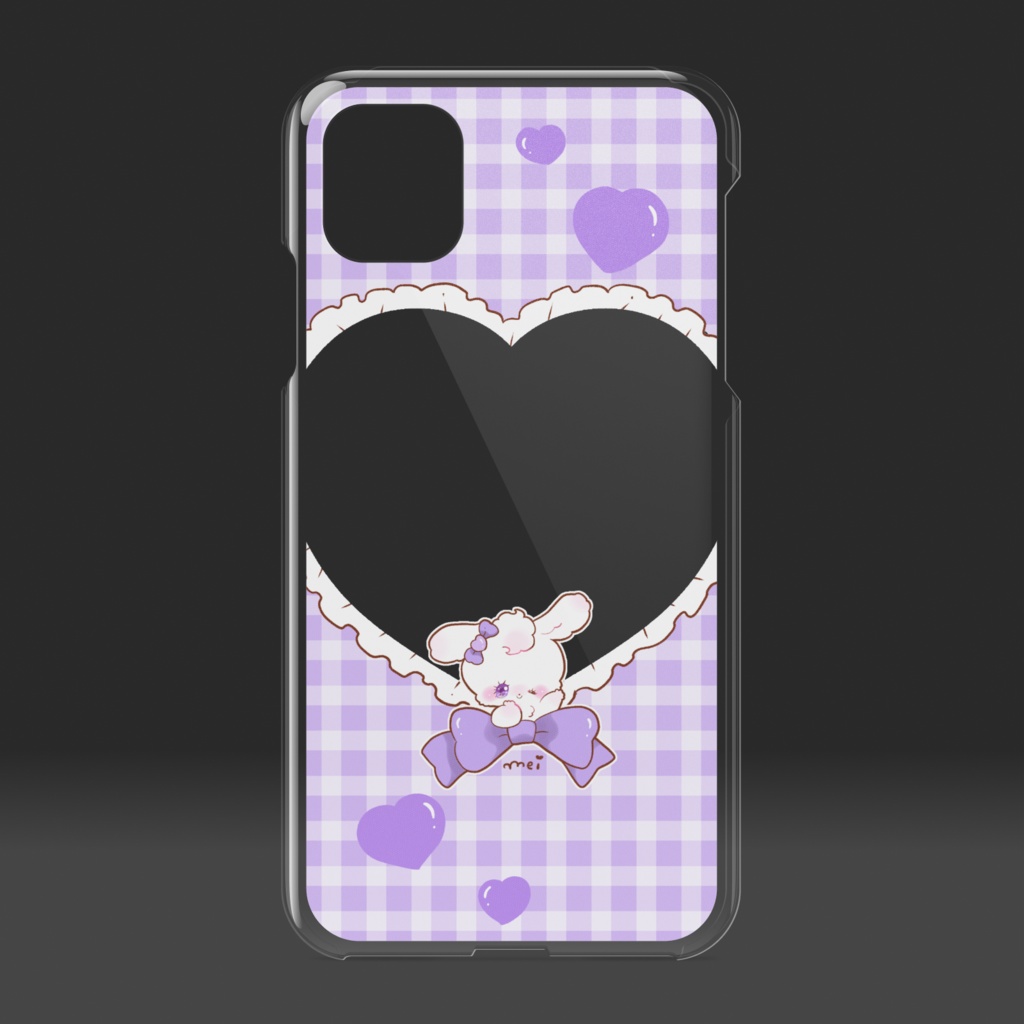 推し活うさぎちゃん紫スマホケース