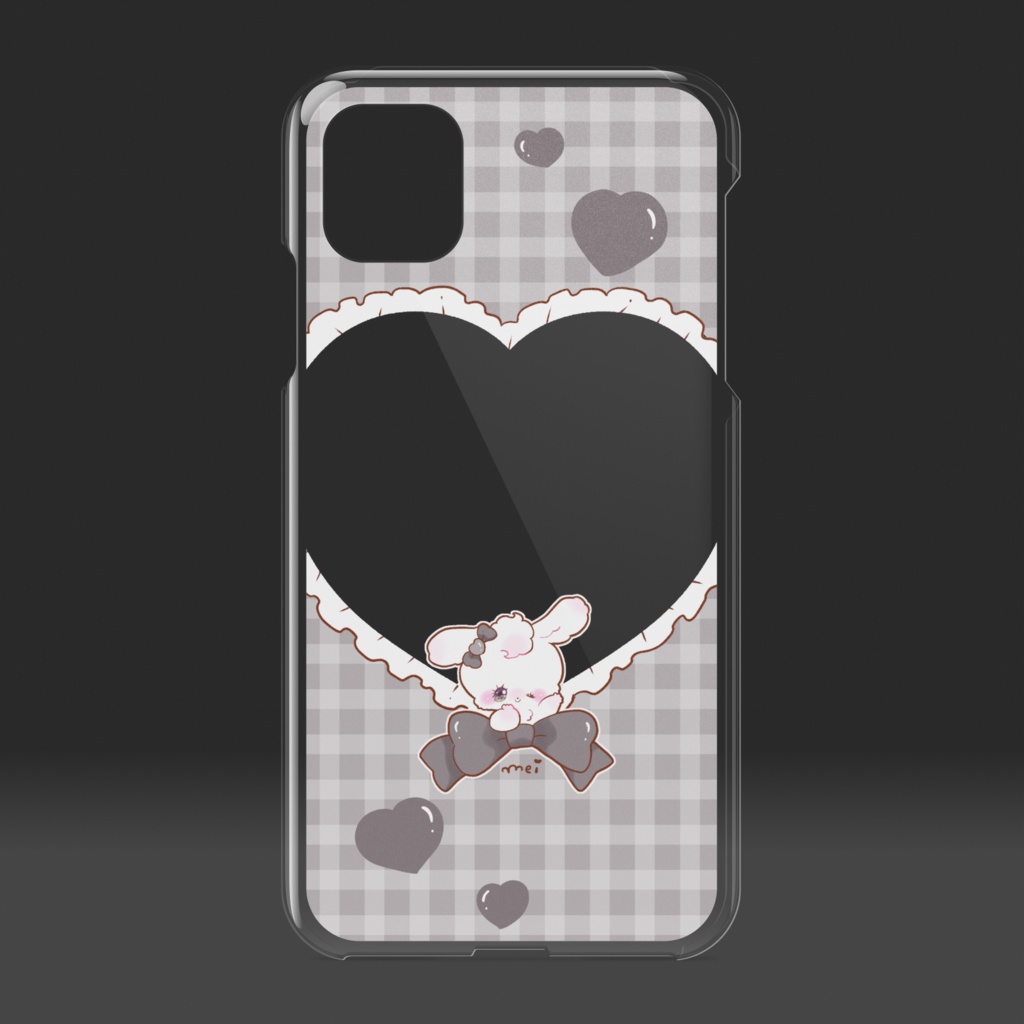 推し活うさぎちゃん黒スマホケース