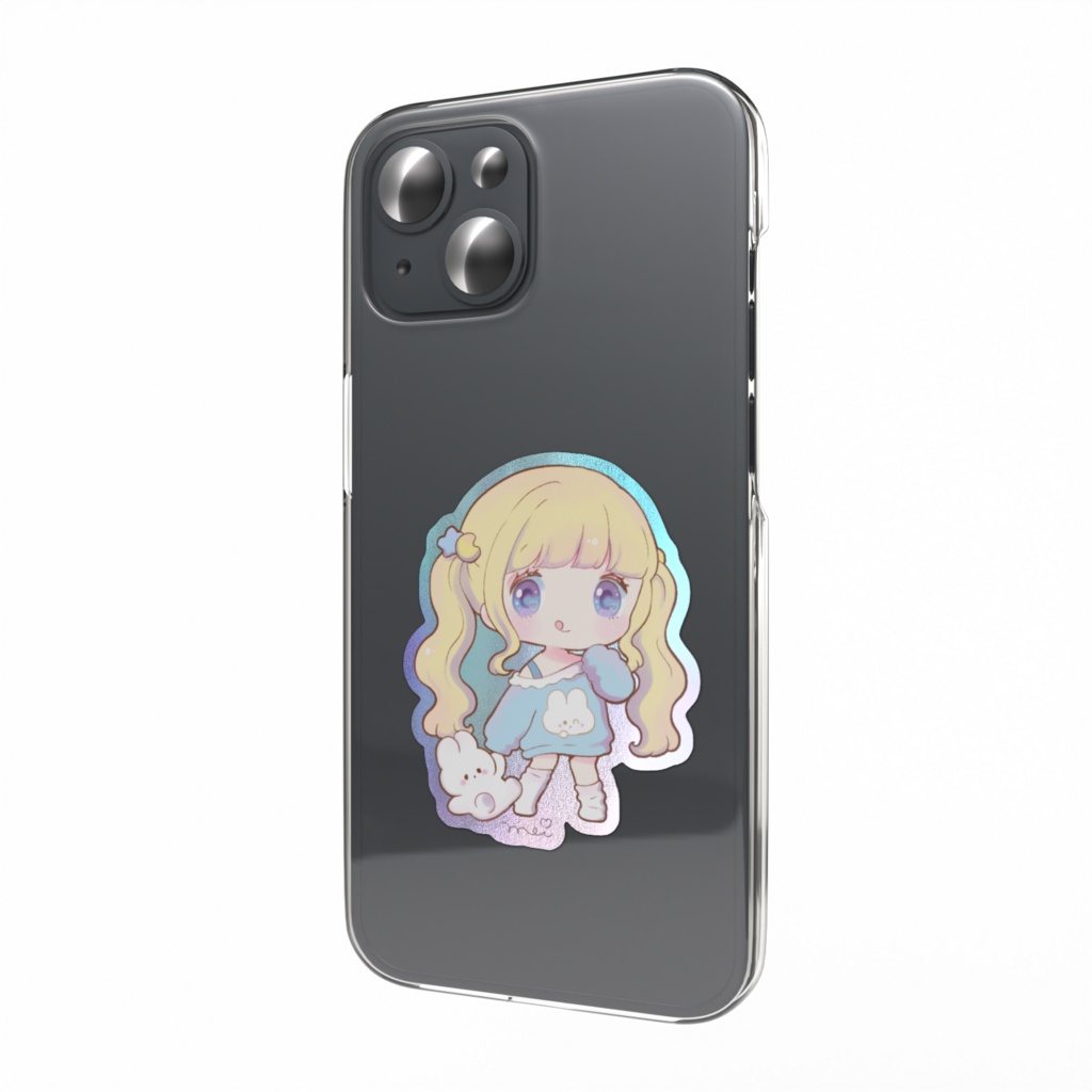 ゆめかわ女の子ステッカー水色