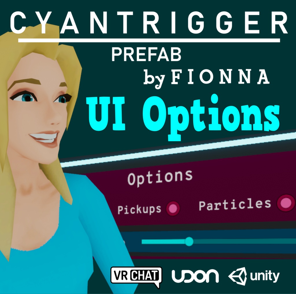 UI Options Panel prefab: Post-Processing, Music, Toggles using CyanTrigger  --  UIオプションパネルのプレハブ。後処理、音楽、トグルの使用  CyanTrigger