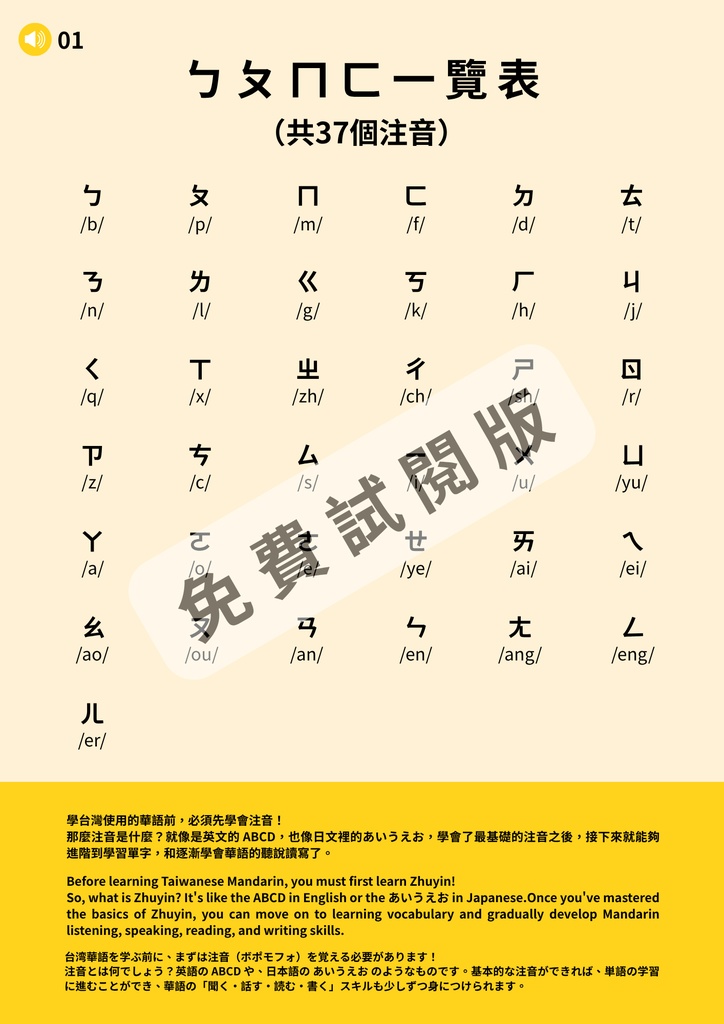 一起來學台灣華語-注音ㄅㄆㄇㄈ篇(台湾華語デジタル教材)