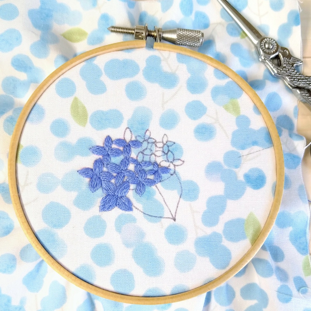 紫陽花　刺繍　額装 7a80385b98927f0fd225cccce6d935