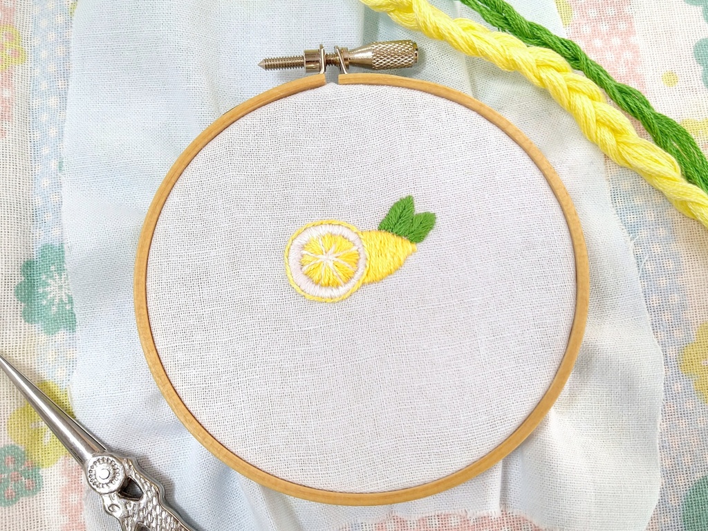 レモンの刺繡図案（無料配布）
