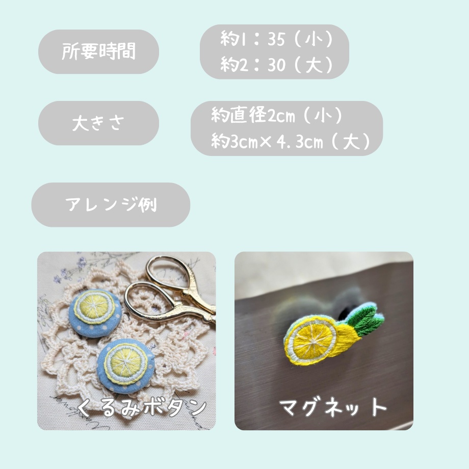 レモンの刺繡図案