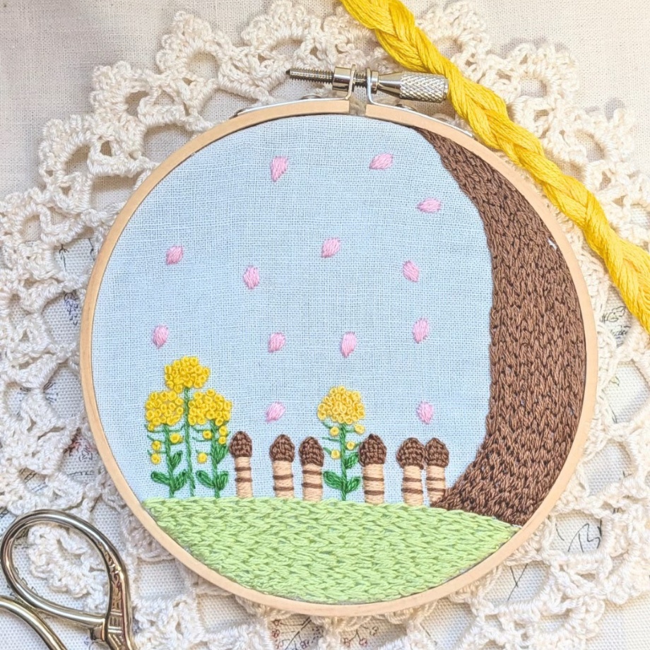 刺繍図案(春の刺繍フレーム)