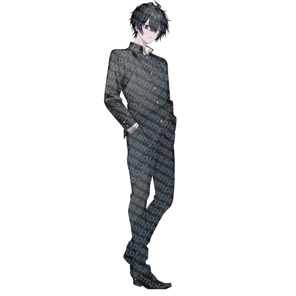 立ち絵素材 学ラン_男子高生_黒髪【表情8種】