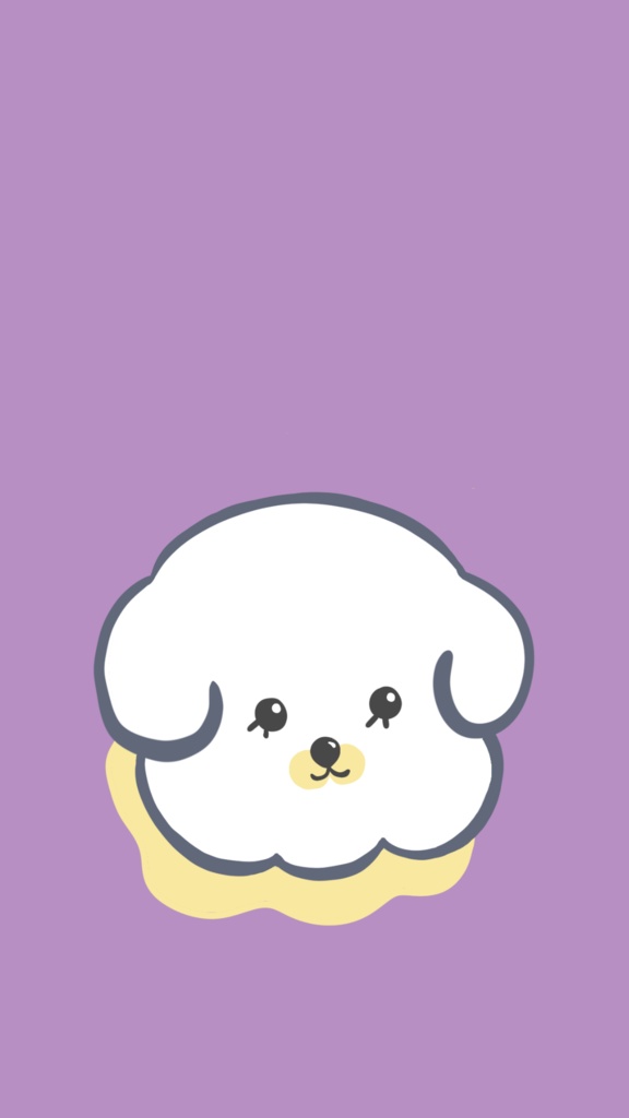 スマホ壁紙イラスト　Poodle white