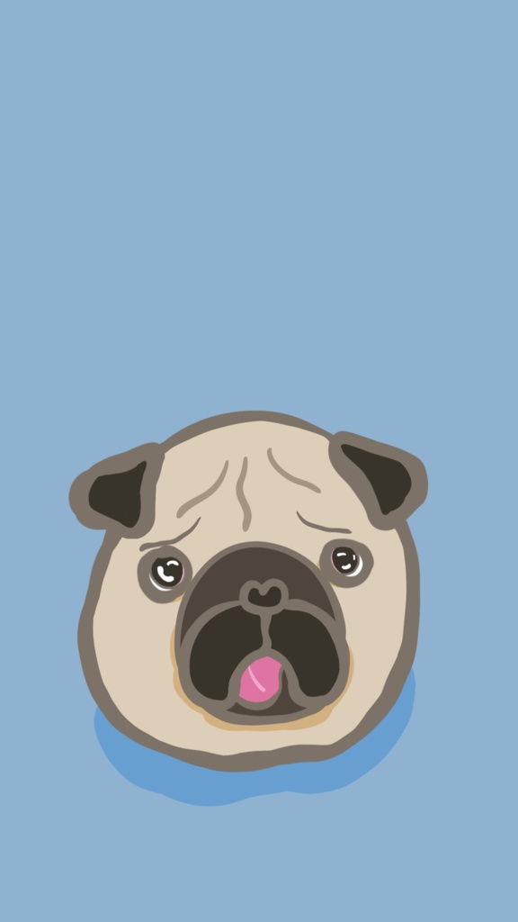 スマホ壁紙イラスト　Pug