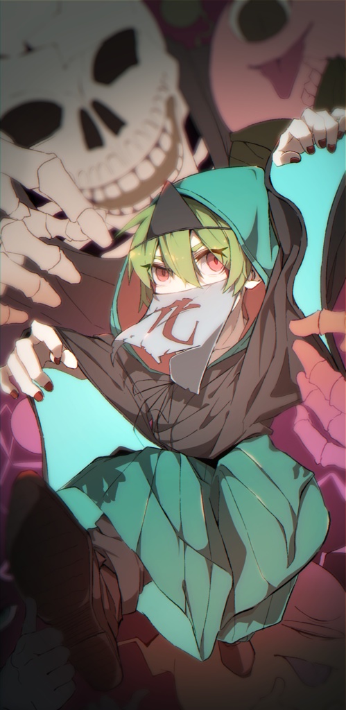 おふだのようなキーホルダー・ちょっとおばけな少年 化丸