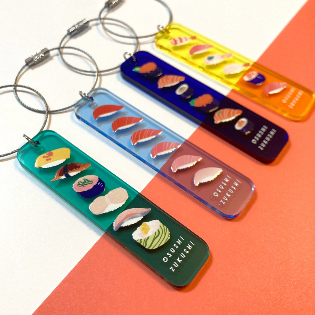 お寿司のアクリルキーリング