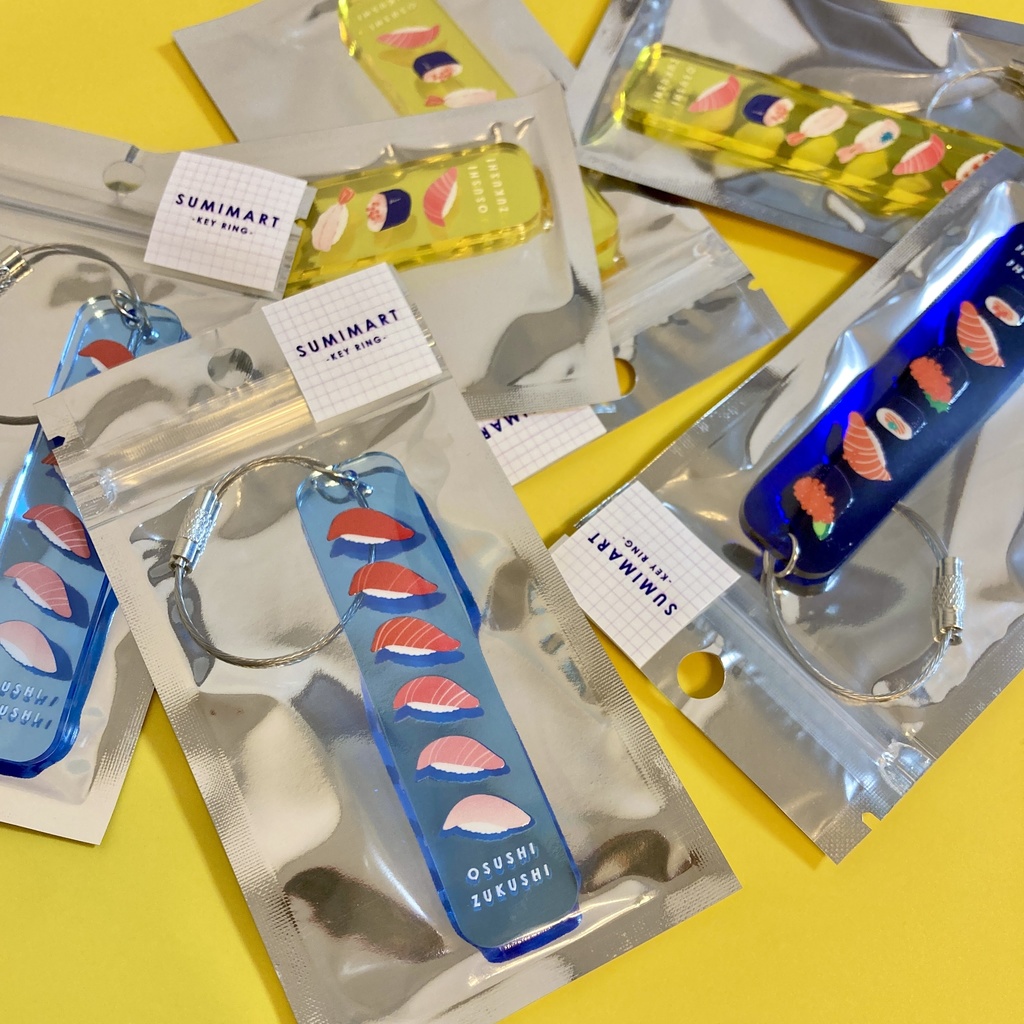お寿司のアクリルキーリング