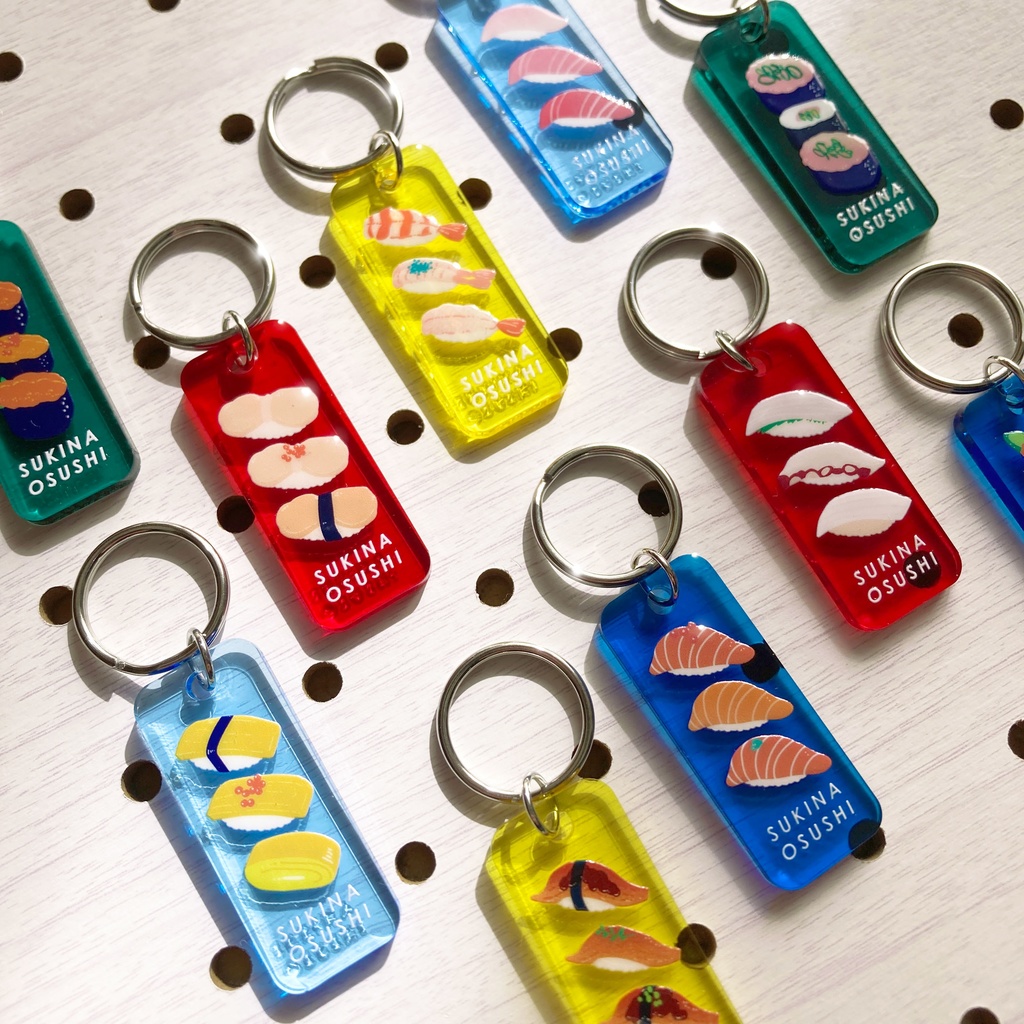 お寿司のミニアクリルキーリング