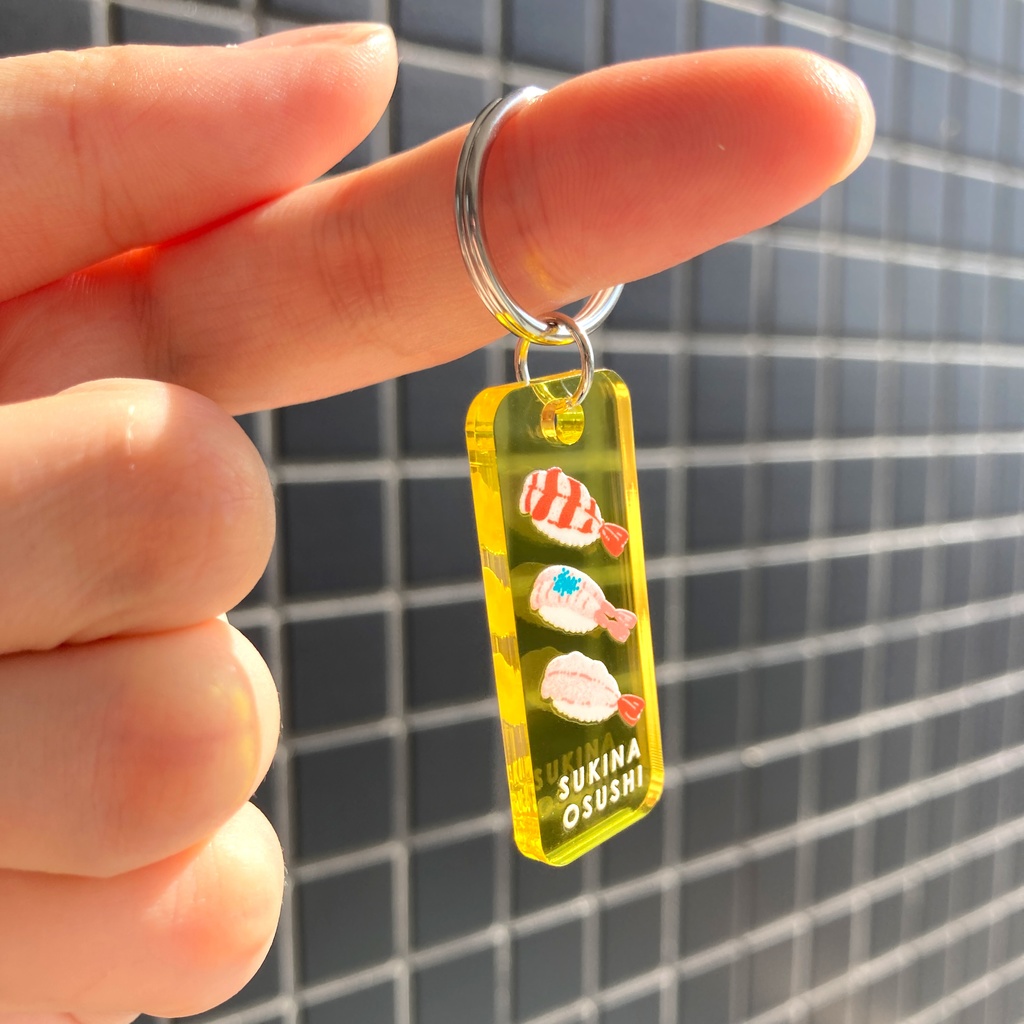お寿司のミニアクリルキーリング