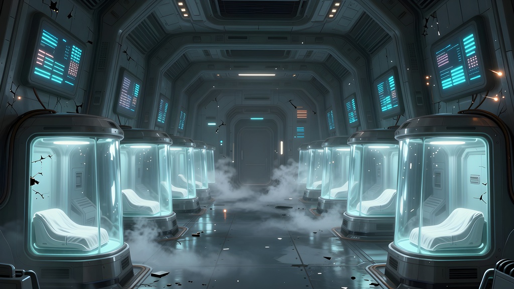 【無料・背景5枚】SF宇宙船背景サンプル|艦橋・個室・冷凍睡眠室|商用可 SF012サンプル