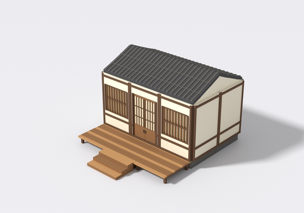 【3D素材25点】和風ローポリ建物・町並みセット|町家・神社・蔵・太鼓橋・組み立てモジュール|FBX/GLB/OBJ|ゲーム制作・商用可 SF016