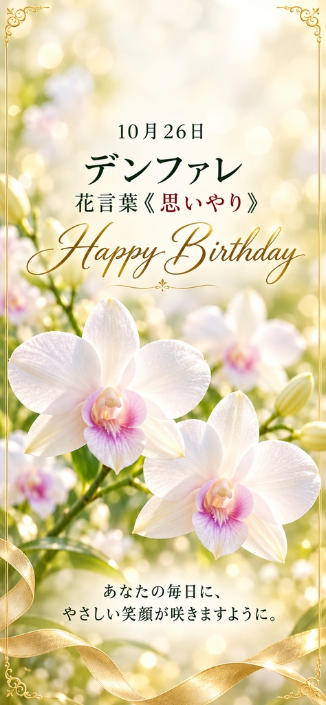 🌸【10月26日】誕生花 デンファレ《思いやり》|大切な人へ贈るプレミアム誕生日ギフト3点セット|300円|つながる。