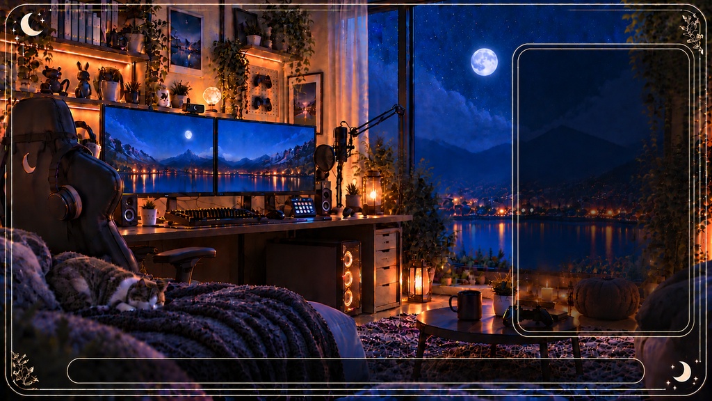 【夜・おしゃれ・落ち着いた配信画面】Cozy Night|待機・雑談・ゲーム・終了の4点セット|VTuber・OBS用