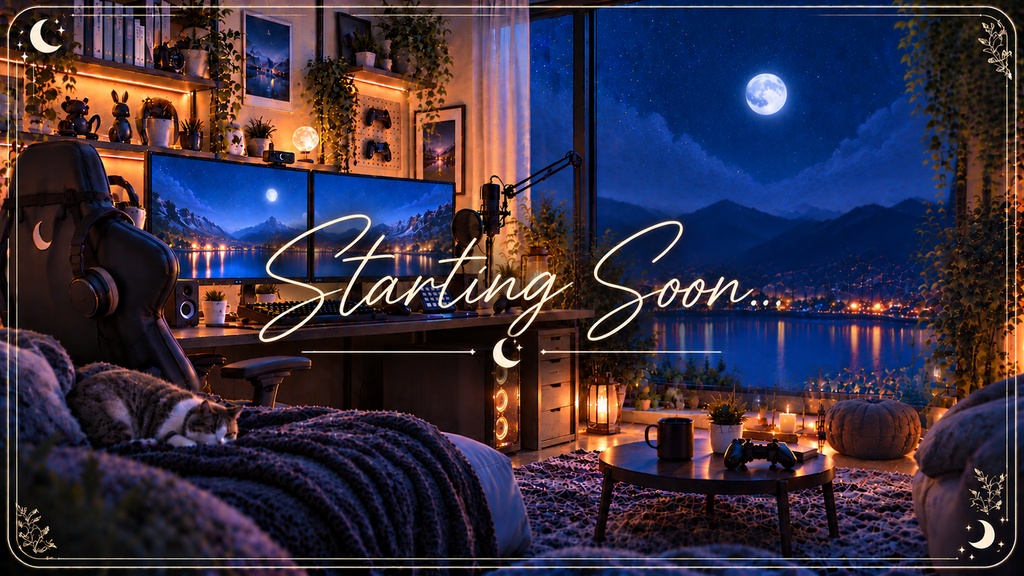 【夜・おしゃれ・落ち着いた配信画面】Cozy Night|待機・雑談・ゲーム・終了の4点セット|VTuber・OBS用