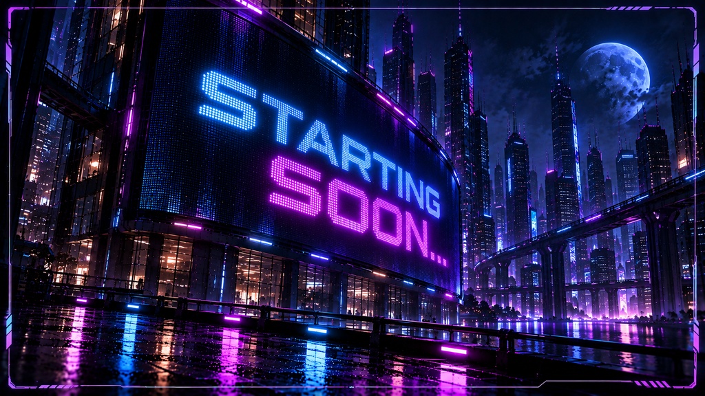 Cyber Neon|近未来ネオン配信画面4点セット【VTuber・配信者向け/OBS/待機・雑談・ゲーム・終了】