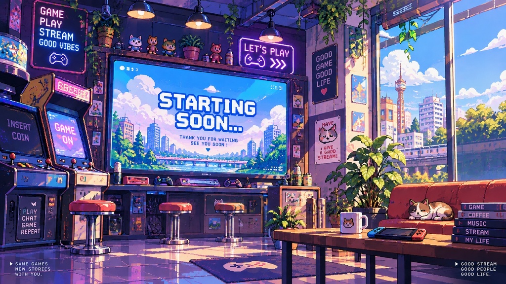 Pixel Gamer|VTuber・配信者向け 配信画面4点セット【待機・終了・雑談・ゲーム】