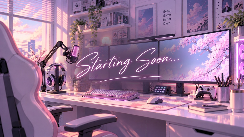 Sakura Room|VTuber・配信者向け 配信画面4点セット【待機・終了・雑談・ゲーム】