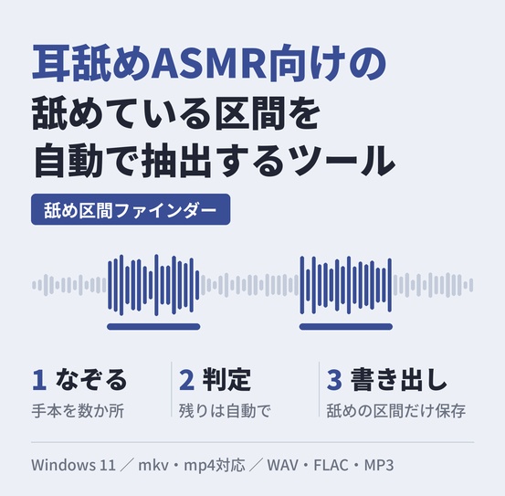 【無料】【耳舐め抽出】舐め区間ファインダー / LickingFinder