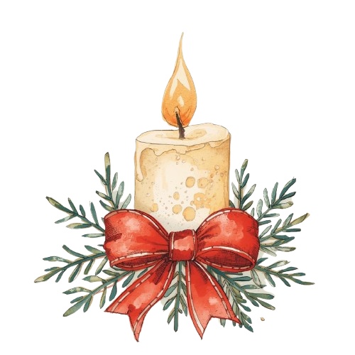 水彩画クリスマス クリップアート全11種類|アンティーク調・PNG背景透過