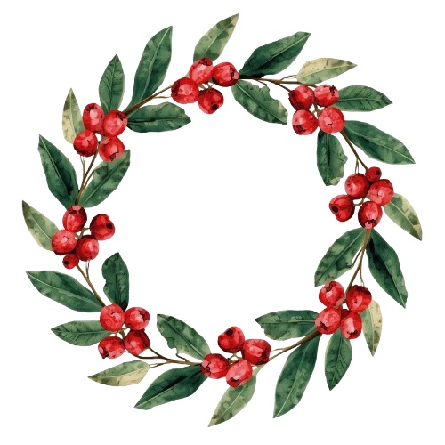 水彩画クリスマス クリップアート全11種類|アンティーク調・PNG背景透過