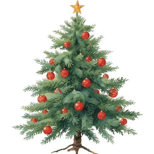 水彩画クリスマス クリップアート全11種類|アンティーク調・PNG背景透過