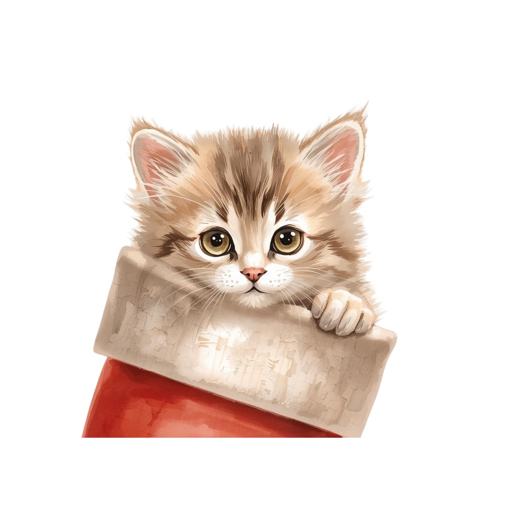 Christmas Cats Clipart Collection 全10種類|アンティーク調・PNG背景透過