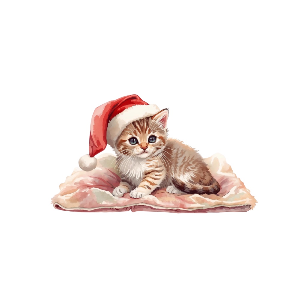 Christmas Cats Clipart Collection 全10種類|アンティーク調・PNG背景透過
