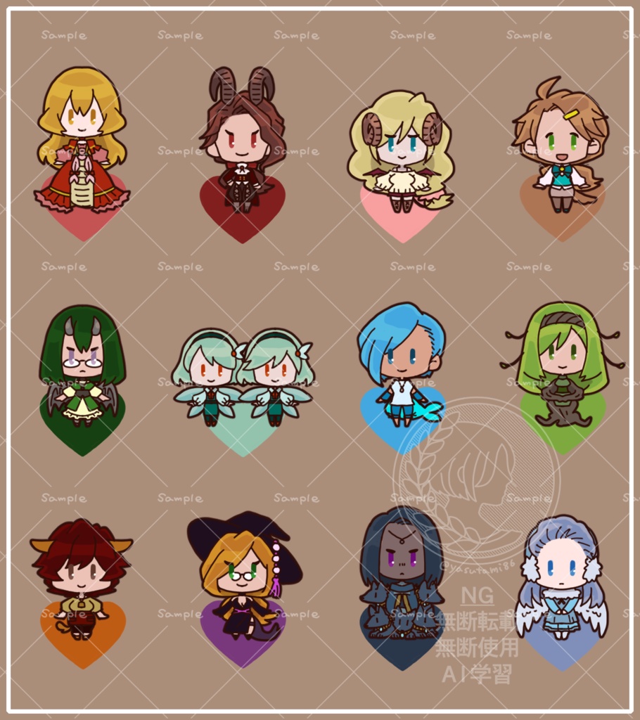 【受注生産9/24まで】ミニ乙女アクリルパーツ（フルセット）