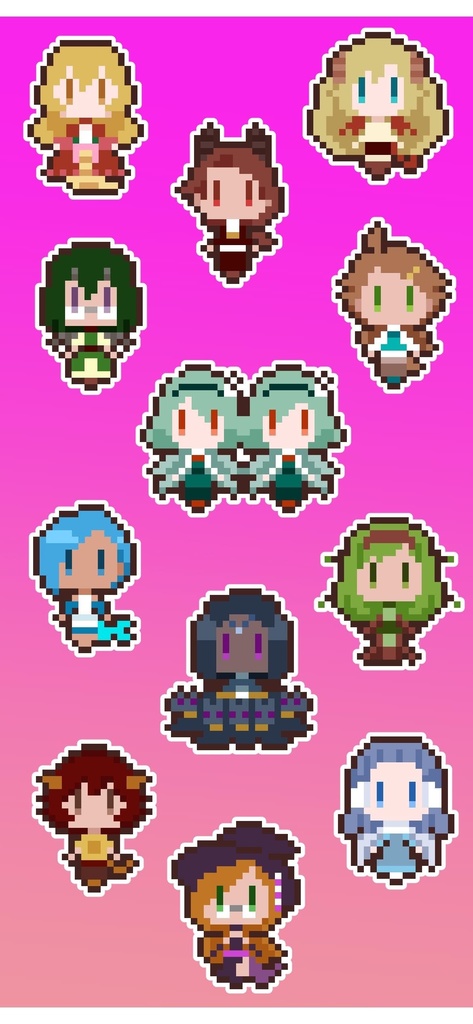 ドット絵ミニ乙女アクリルパーツ