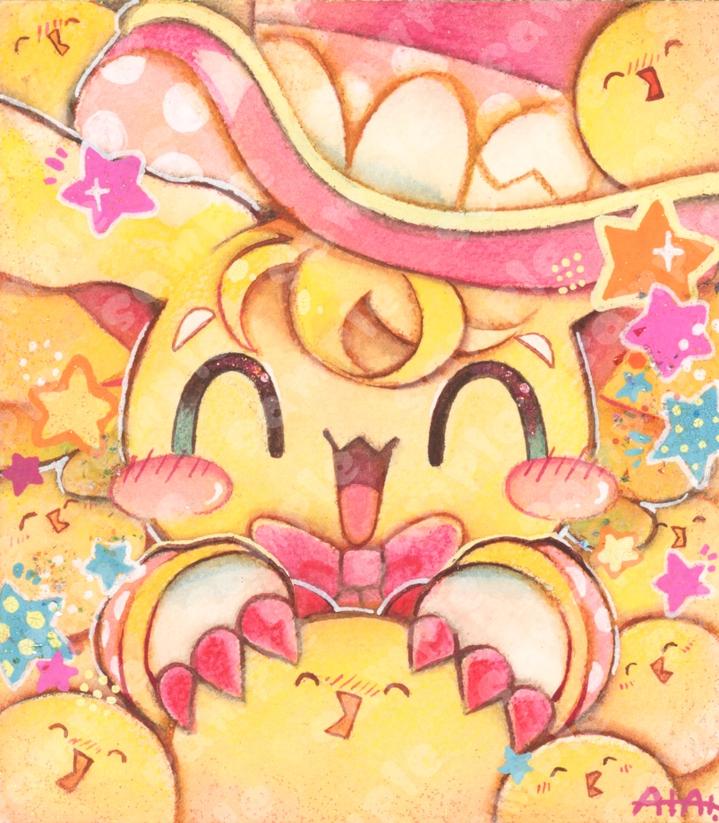 【原画】あとぴょこ＆あのひよこ色紙（1/4サイズ）