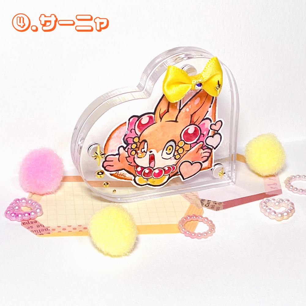 【ミニ原画】ポップハート💖ハート形アクリルフレーム入りイラスト