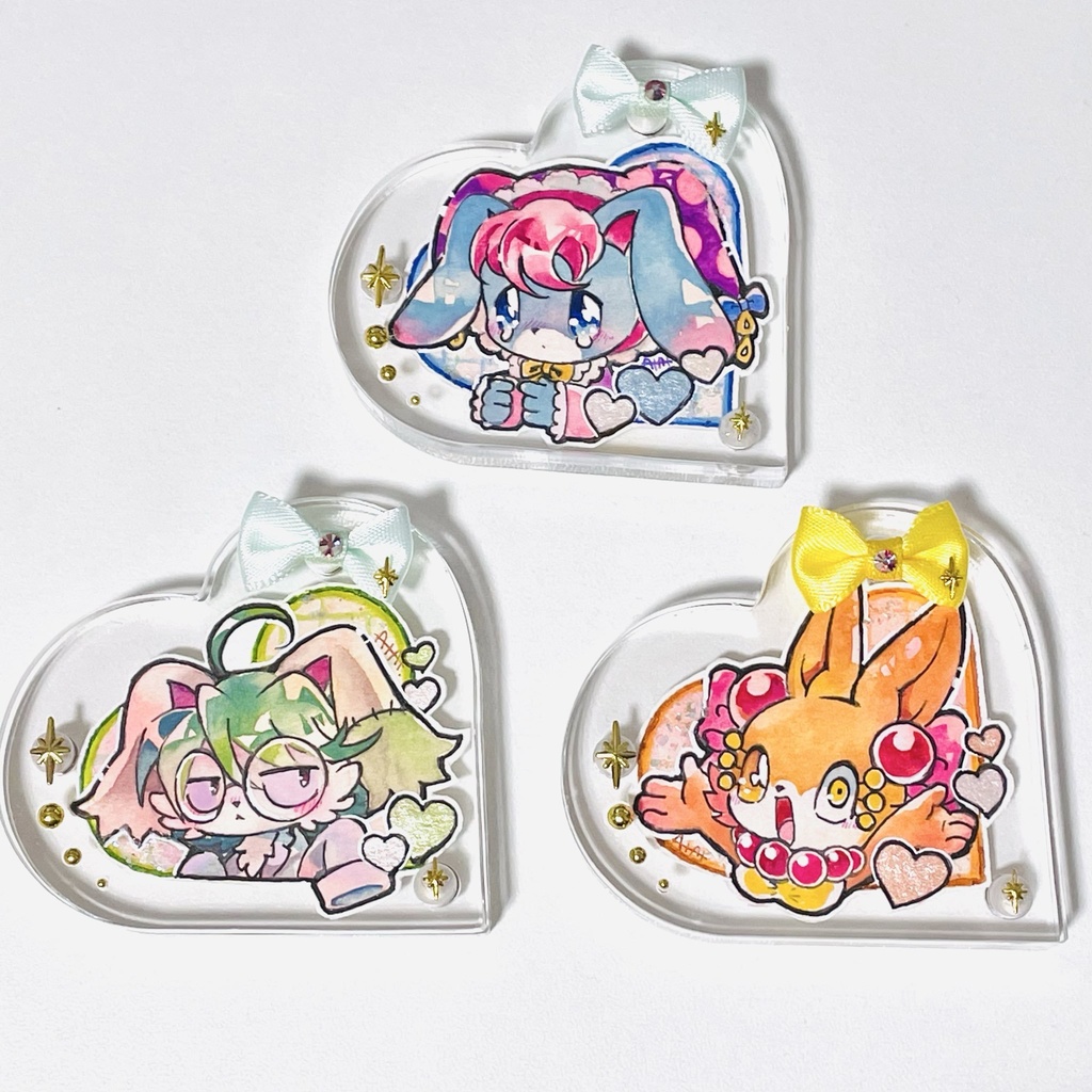 【ミニ原画】ポップハート💖ハート形アクリルフレーム入りイラスト