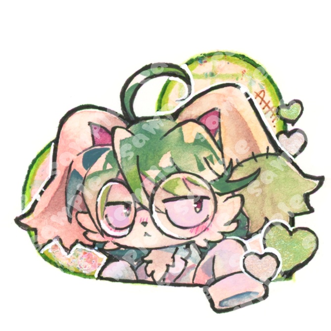 【ミニ原画】ポップハート💖ハート形アクリルフレーム入りイラスト